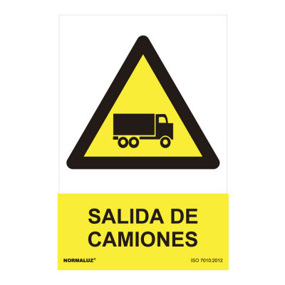 Cartel peligro salida de camiones (pvc 0.7mm) 30x40cm normaluz