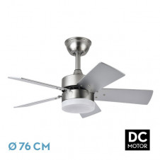 Ventilador Dc Marta 36w Niquel 5 Aspas Rev. Haya/plata 41x76d 3060lm C/ Remoto, Memoria Y Temporizador 3000k,4000k,6000k
