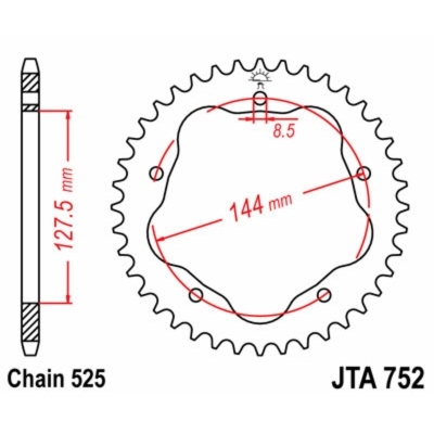 Corona JT SPROCKETS aluminio ultraligera 752 - Paso 525 JTA752.36