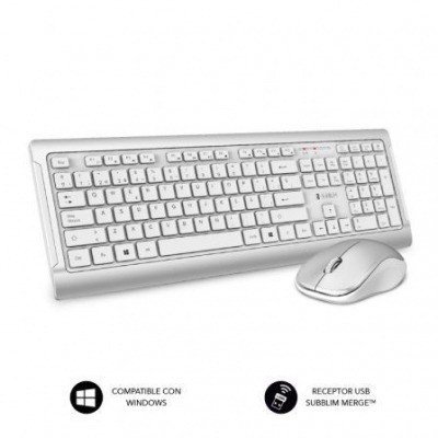 Teclado y Ratón Inalámbrico Subblim SUBKBW-CPSU10 Premium Silence/ Plata y Blanco