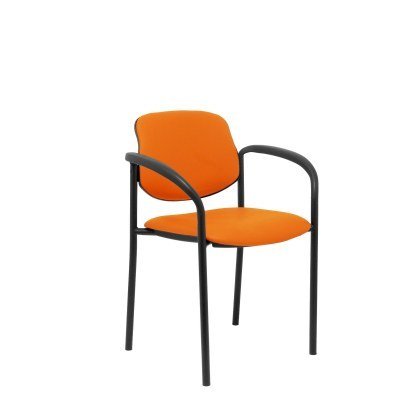 Silla fija Styl similpiel naranja chasis negro con brazos