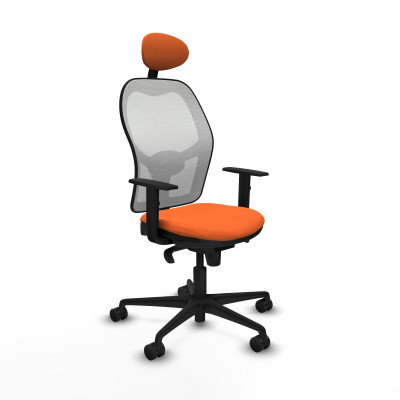 Jorquera sincro malla blanca bali naranja brazos 1D base nailon cabecero fijo ruedas 65mm nailon