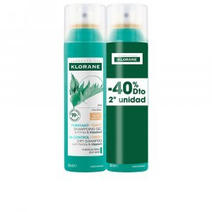 A LA ORTIGA champú seco seborregulador cabellos castaño/moreno pack 2 x 150 ml