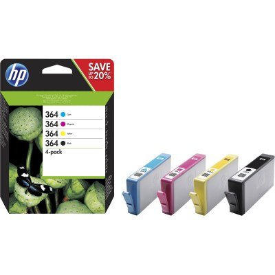 HP 364 Pack de 4 Cartuchos de Tinta Originales - N9J73AE