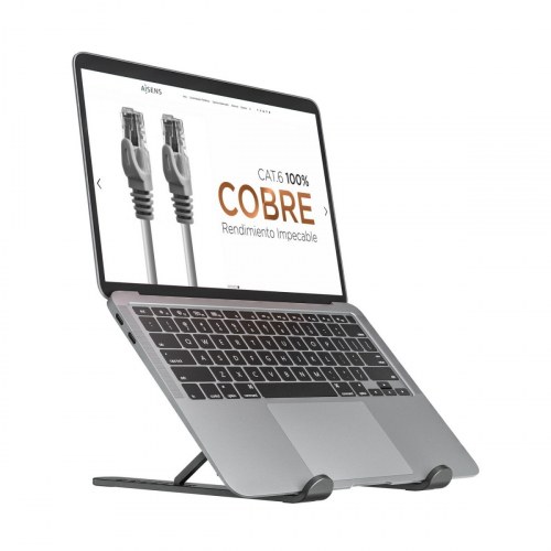 AISENS Soporte De Sobremesa Ajustable Para Portatil / Tablet, Gris Oscuro