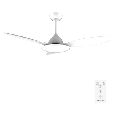 Cecotec EnergySilence 4800 Light White Ventilador de Techo con 3 Aspas y Luz - 35W - Diametro de 48 - 3 Tonos LED - 6 Velocidades - Modo Invierno - Incluye Kit de Montaje - Color Blanco