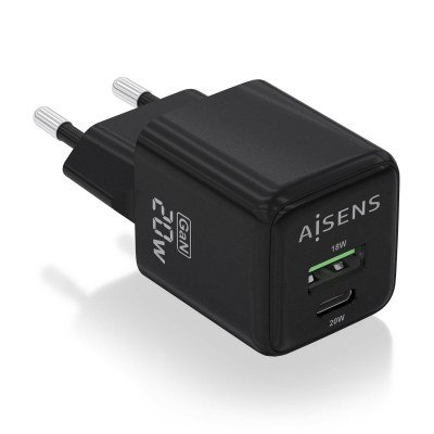 Aisens - Cargador Gan 20W, 1Xusb-C Pd3.0 Qc4.0, 1Xusb-A Qc3.0, Negro