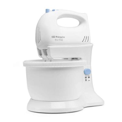 Orbegozo BA 4400 Amasadora Multifuncional - Potente y Versatil - Ideal para Pan Casero - 5 Velocidades y Funcion Turbo - Incluye 2 Mezcladores y 2 Varillas de Acero Inoxidable - BOL Rotatorio de 3.5 L