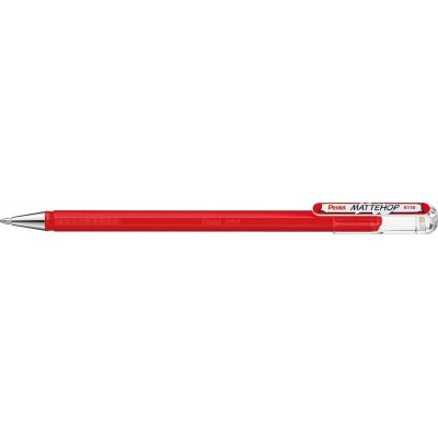 Pentel Mattehop Boligrafo de Bola - Punta 1mm - Trazo 0.5mm - Tinta de Gel Opaca - Fabricado con 55% de Materiales Reciclados - Color Rojo