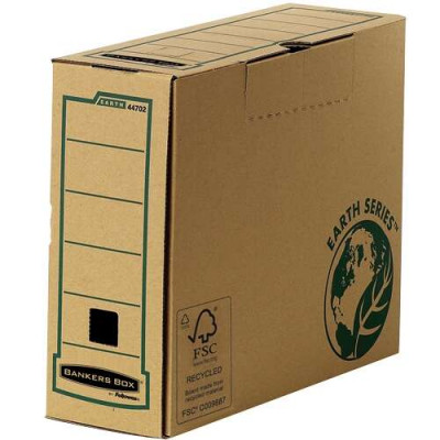 Fellowes pack 20 Bankers Box Earth Caja de Archivo Definitivo A4 100mm - Montaje Manual - Carton Reciclado Certificacion FSC - Color Marron