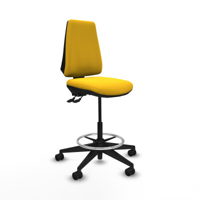 Taburete Elche AS similpiel amarillo base piramidal ruedas 65mm nailon
