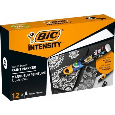 Bic Intensity Marcador de Pintura - Punta Media - Tinta con Base de Agua - 98% de Materiales Reciclados - Color Blanco