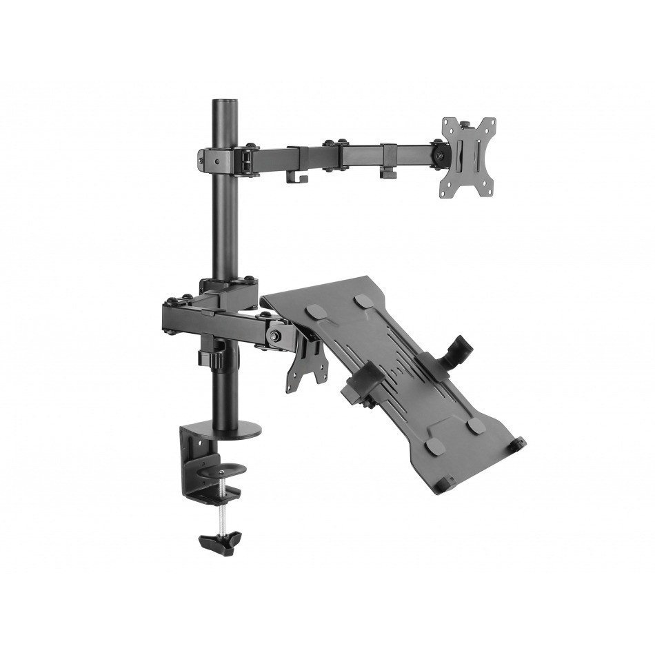 Soporte de escritorio articulado de doble brazo para monitor portátil de 13"-32