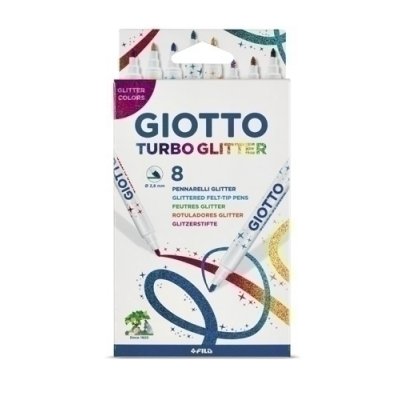 ROTULADOR GIOTTO TURBO GLITTER PURPURINA CAJA DE 8 UNIDADES