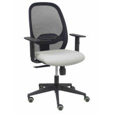 Piqueras y Crespo Silla Cilanco negra malla negra asiento bali gris claro brazo regulable.