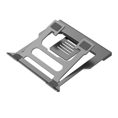 Coolbox ATRILDOCK Soporte para Portatil hasta 17 - 3x USB 3.0, HDMI, RJ45, USB-C PD - Aluminio - Plegable - Gomas Antideslizantes - Color Gris