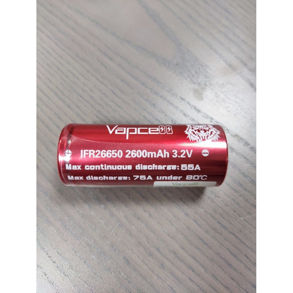 Bateria LiFEPO4 IFR 26650 3,2Vdc 2600mA VAPCELL