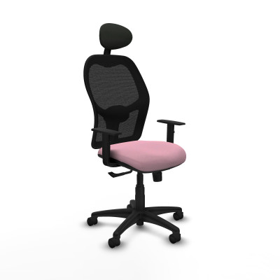 Alocén sincro malla negra bali rosa brazos 1D base poliamida cabecero fijo ruedas nailon 50mm