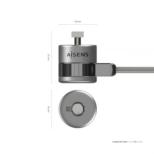 AISENS - CABLE DE SEGURIDAD CON CERRADURA DE LLAVE PARA ORDENADOR, MON