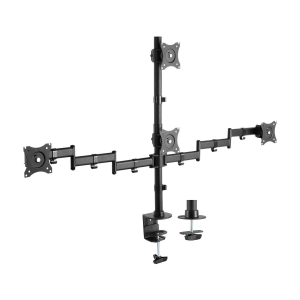 AISENS - SOPORTE DE MESA ECO GIRATORIO E INCLINABLE PARA 4 MONITORES 8KG (4 PIVOTES, 2 BRAZOS) DE 13-27, NEGRO