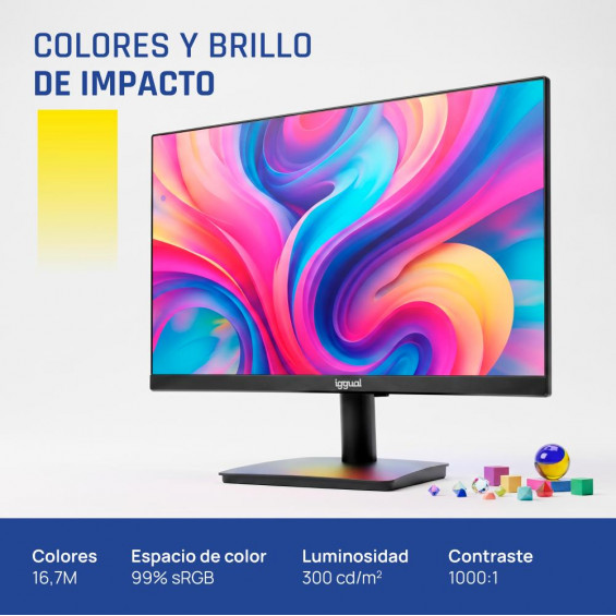 Monitor iggual ML24SPC, 23,8 pulgadas, Full HD, IPS, 120 Hz, 1 ms, altavoces, HDMI, DisplayPort, VGA, 99% sRGB - imagen 4