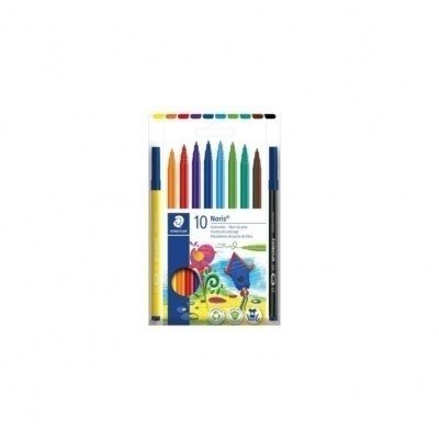 Staedtler 326 Pack de 10 Rotuladores Punta de Fibra - Trazo 1.0mm Aprox - Resistente a la Presion - Tinta a Base de Agua Antisecado - Colores Surtidos
