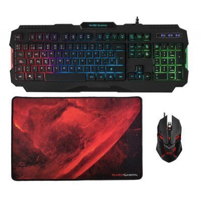 Pack Gaming Mars Gaming MCP118/ Teclado + Ratón Óptico + Alfombrilla