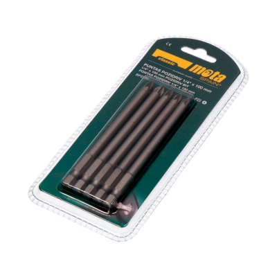 Pack 5 puntas bit pz2 x 90mm 1/4 acero bpz290 mota