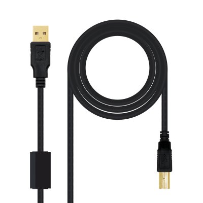 CABLE USB 2.0 IMPRESORA HQ CON FERRITA, TIPO A/M-B/M, NEGRO, 5.0 M