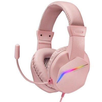 HEADSET MARS GAMING MH122 PINK ULTRA LIGEROS 184g DRIVERS DE NEODIMO 50mm MICROFONO FLEXIBLE JACK 3.5mm SIMPLE Y DOBLE ILUMINACION FRGB