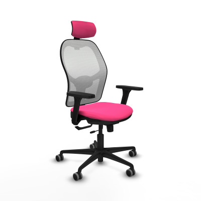 Jorquera traslack malla blanca similpiel rosa brazos 3D base nailon cabecero 2D ruedas 65mm engomada