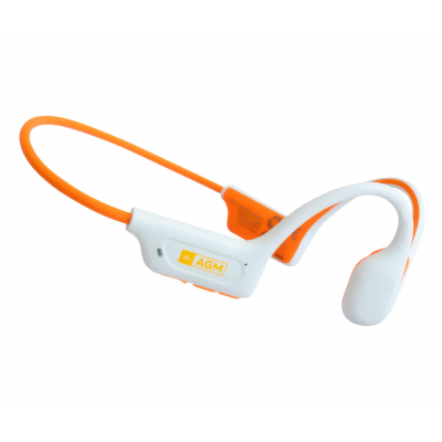 Auriculares de Conducción Ósea AGM Motion Buds - Inalámbricos | BT 5.3 | IPX6 | Blanco/Naranja