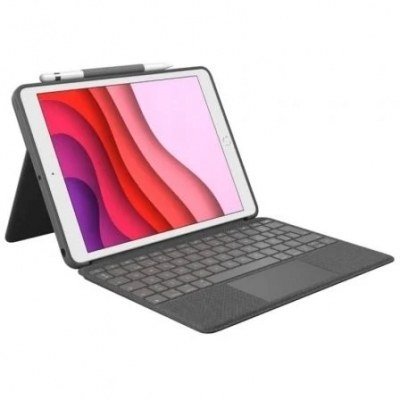 Funda con Teclado Logitech Combo Touch para Tablets Apple Ipad 7ª / 8ª y 9ª Generación 10.2/ Gris