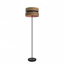 Pie Salon Colet 1xe27 Negro/madera Oscura 160x40x40 Cm