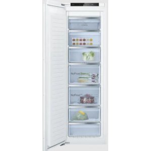 Congelador vertical integrable Bosch GIN81ACE0, 177.2 x 55.8 cm, No Frost, cierre SoftClose con puerta fija, cajón bigBox, 35dB, clase E