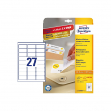 Avery L4737REV-25 etiqueta autoadhesiva Rectángulo redondeado Desmontable Blanco 810 pieza(s)