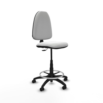 Taburete Aýna CP bali blanco base poliamida ruedas engomadas 50mm