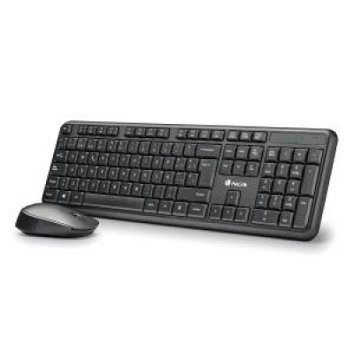NGS Kit Teclado Inalambrico y Raton Inalambrico 1200dpi - Italiano - 12 Teclas Multimedia - Indicadores LED - Color Negro