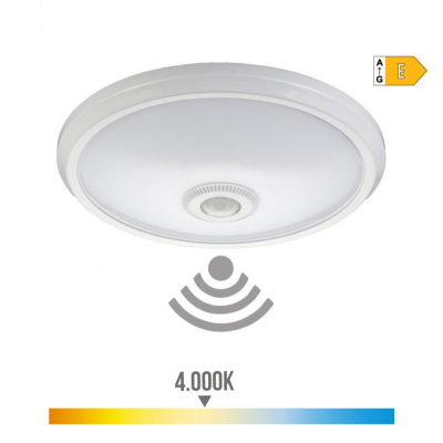Aplique de superficie led con sensor crepuscular y luz de emergencia ip20 16 w 4000 k 1100 lm luz dia ø29 x 6 cm