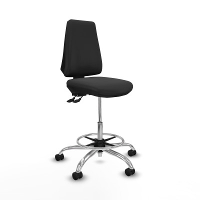 Taburete Elche AS similpiel gris oscuro base cromada ruedas 65mm nailon