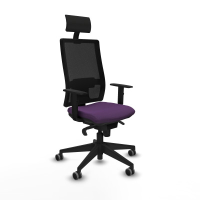 Horna sincro malla negra bali morado brazos 1D base piramidal cabecero fijo ruedas 65mm engomadas