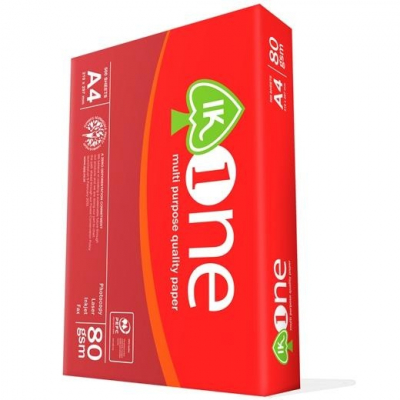 IK ONE Papel A4 80 gr - 1 Caja de 5 Paquetes - (Más de 7 cajas se paletiza, servicio puerta bajo, no se despaletiza ni se sube a planta, solo España)
