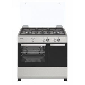 Conjunto de cocina a gas Infiniton CC90X2W4F, 80 x 89.8 x 60.1 cm, 4 zonas, gas butano/natural, horno a gas multifunción, clase A, 60 litros, portabombona, luz interior, inox