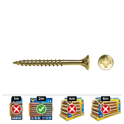 Caja 50 unidades tornillo madera avellanado pz r/parc din/ref vlox p ø6 x 90 mm bicromatado