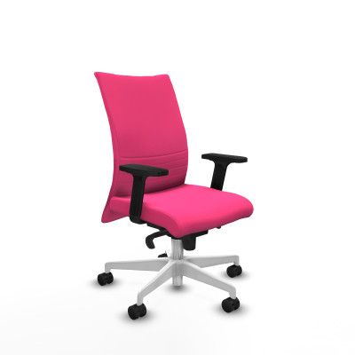 Albacete confidente sincro similpiel rosa brazos 2D base blanca ruedas 65 mm nailon