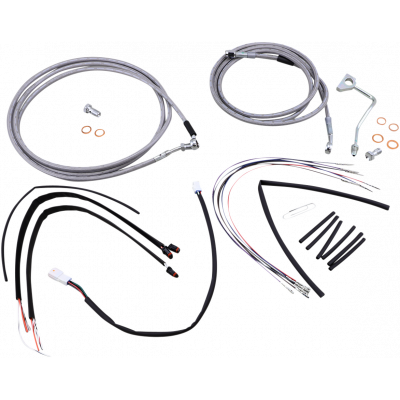 Kit completo de cable de manillar/línea de freno en acero inoxidable trenzado BURLY BRAND B30-1161