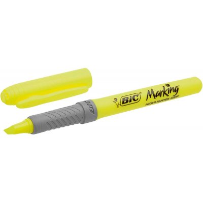 Bic Highlighter Grip Marcador Fluorescente - Tinta con Base de Agua - Punta Biselada - Trazo entre 1.60 y 3.30 mm - Color Amarillo