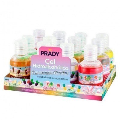 Prady Gel Hidroalcoholico Higienizante 50ml - 6 Aromas a Golosinas - Alcohol 70% - Expositor 12 unidades