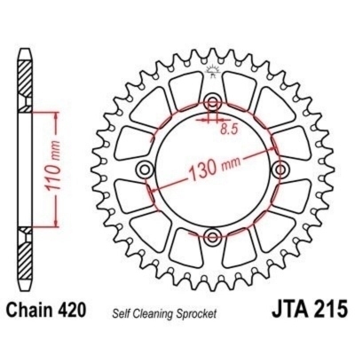 Corona JT 215 de aluminio con 48 dientes JTA215.48