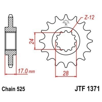 Piñón con goma anti-ruido JT SPROCKETS acero 1371 - Paso 525 JTF1371.15RB